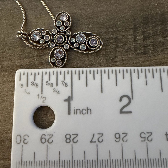 Brighton Hall Cross Necklace New with Tag!  #M22 pale blue purple rhinestones - Picture 7 of 10